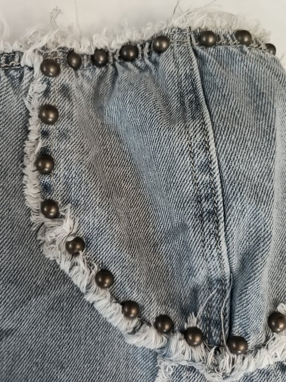 Fashion Nova Distressed Grey Denim Jumpsuit with Stud Details - Picture 8 of 16